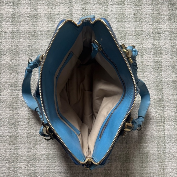 Chloe Heloise Shoulder Bag Light Blue Boho Gold Hardware Braided Handles - Picture 4 of 4